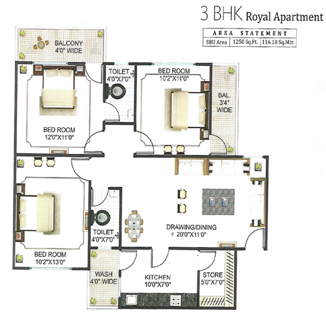 sheetaldham-3BHK-1250